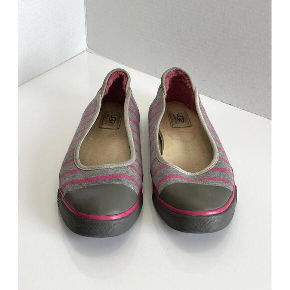 UGG Neema Women’s Size 10 Grey Pink Striped Ballet Flats Slip On Comfort Shoes - Picture 5 of 13